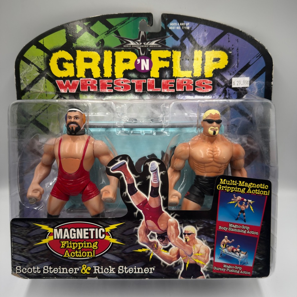 Toy Biz WCW Grip n Flip Wrestlers Scott Steiner & Rick Steiner Series 2 1999 NEW